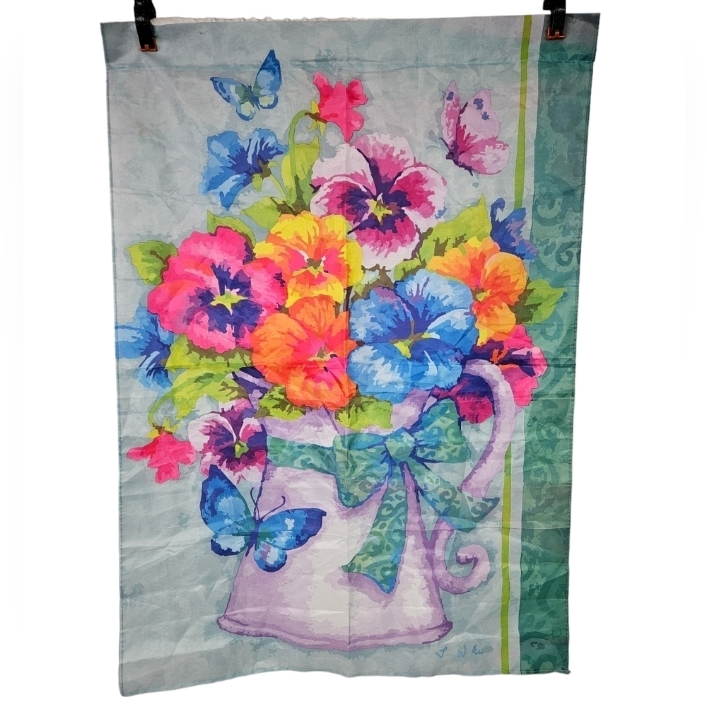Unbranded Spring Pansy Flower Bouquet Decorative Vertical House Garden Flag‎